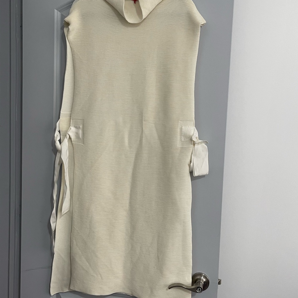 Cream Knit Dress with Side Ties